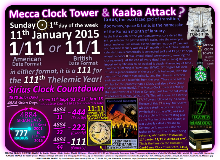 Mecca Clock Tower Terror Attack NWO Illuminati Card Game aamichael666 11 September 2001 sister event
