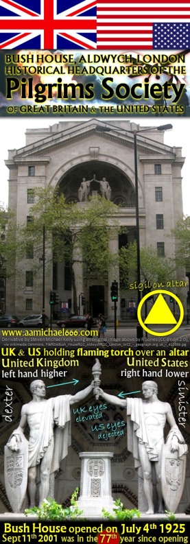 Bush House--Historical Pilgrims Society HQ--US and UK holding Torch of Fire over Altar 77